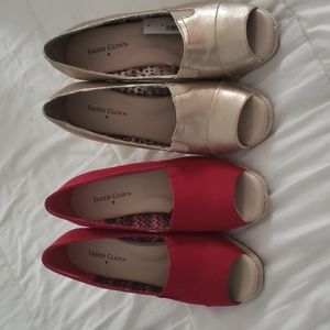 2 pairs Faded Glory wedges Red&Gold size 8